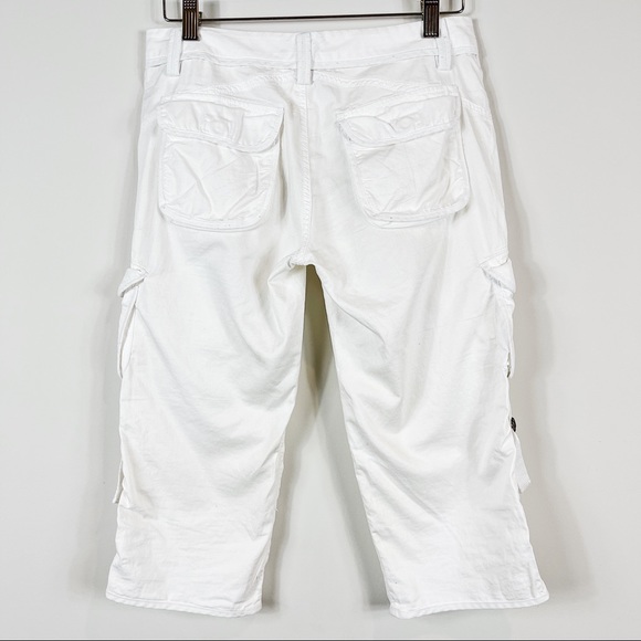 Armani Exchange White Capris Logo Big Pocket Size2 - Picture 2 of 16